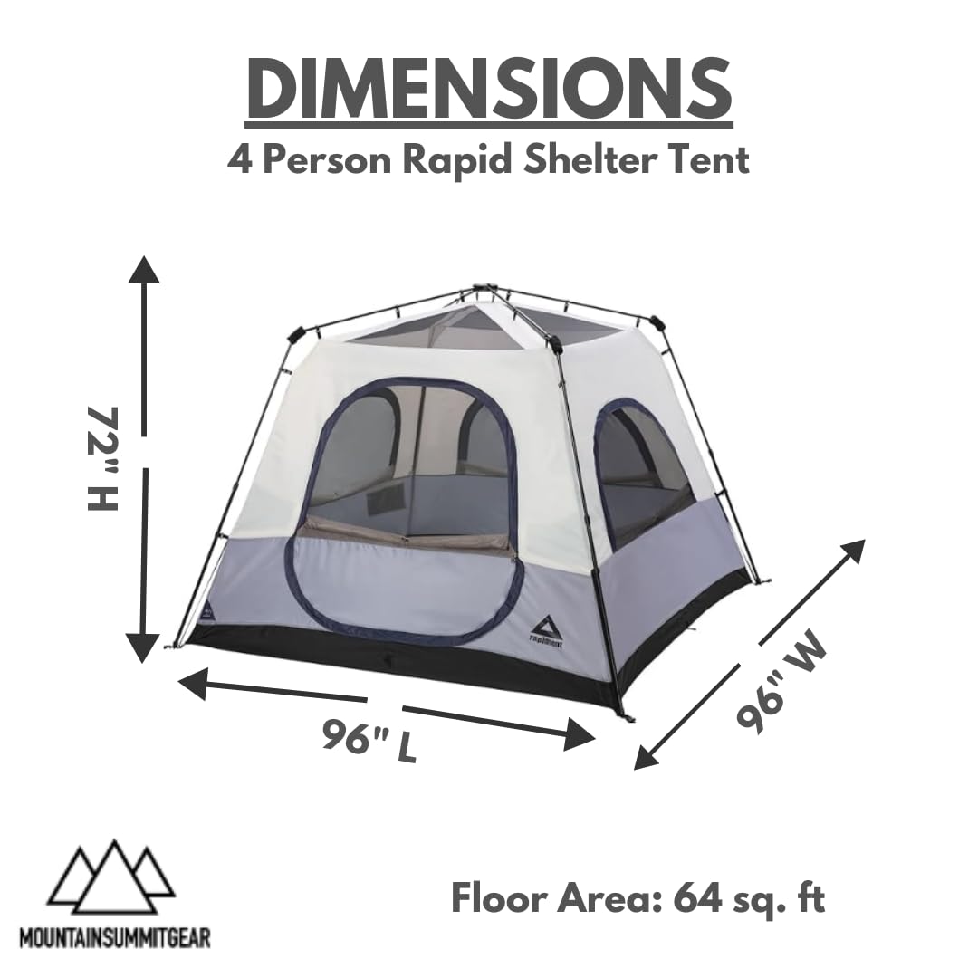 Caddis Rapid 4-Person Tent, Pop-Up Camping Tent with Easy Setup Frame for Outdoor Use