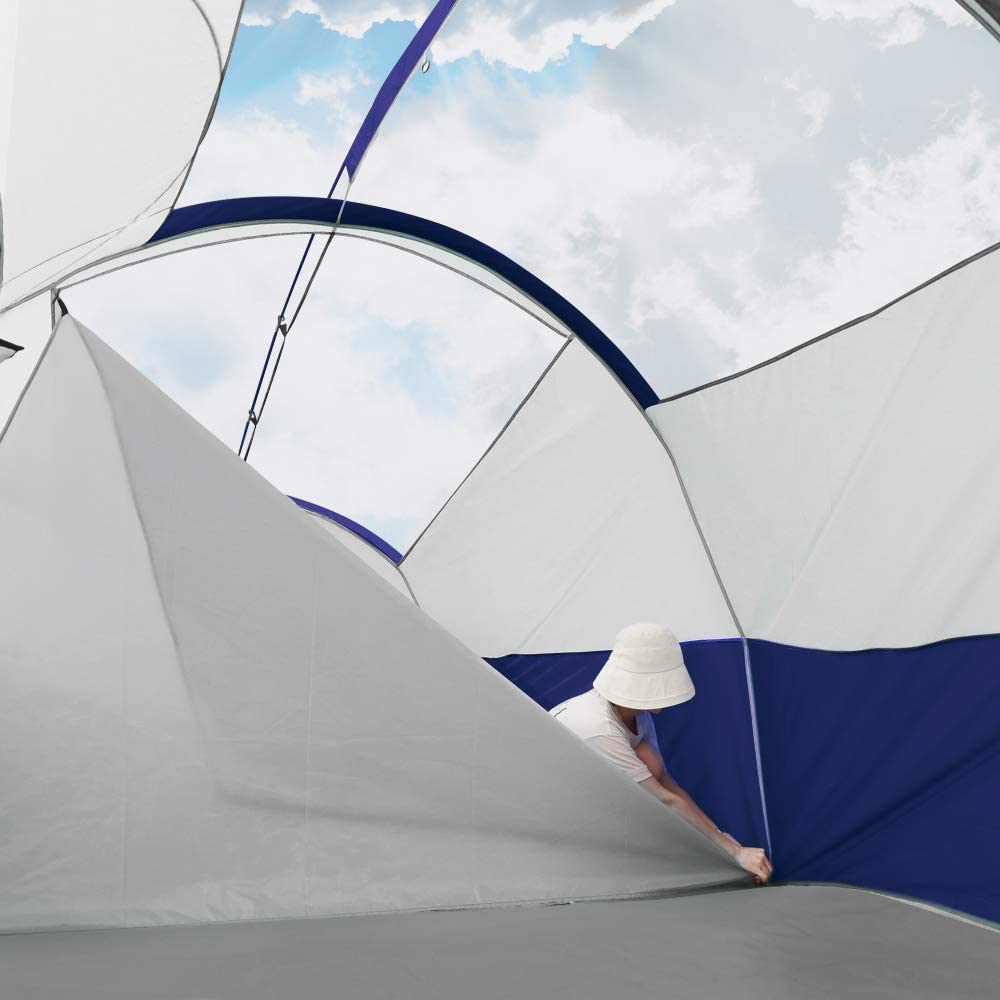 CAMPROS 8-Person Waterproof Windproof Family Tent, Double Layer, 5 Mesh Windows, Portable