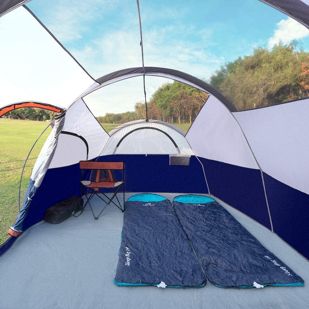 CAMPROS 8-Person Waterproof Windproof Family Tent, Double Layer, 5 Mesh Windows, Portable