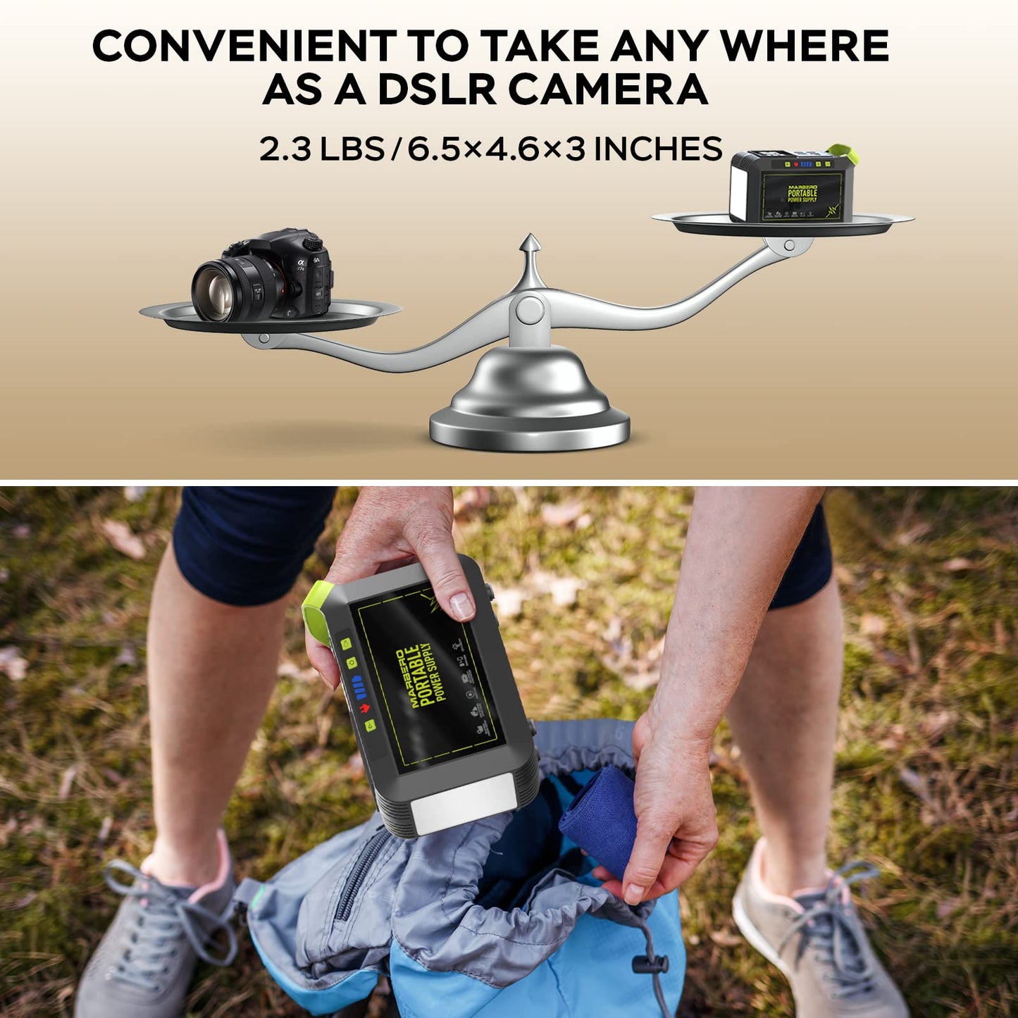 MARBERO Portable Power Station 88Wh, 120W Peak AC Outlet, Fast Charging, Solar Ready