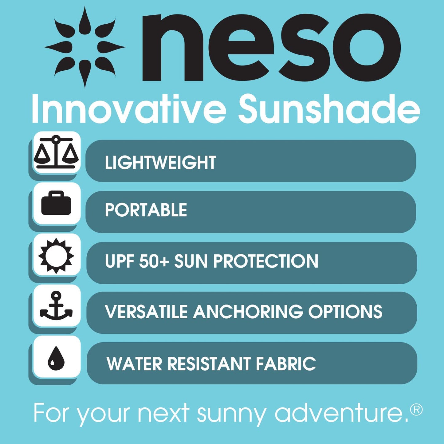 Neso Tents Grande Beach Tent, 7ft Tall, 9 x 9ft, Reinforced Corners and Cooler Pocket (Rainbow)