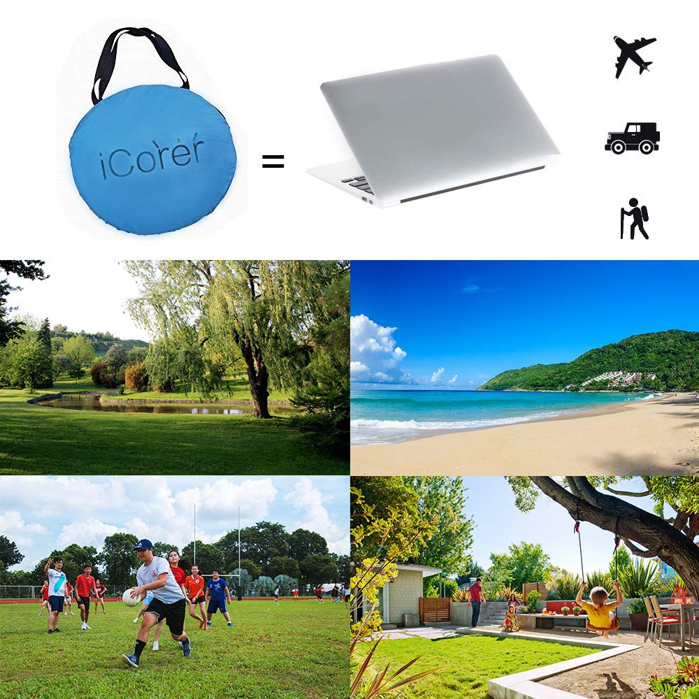 iCorer Automatic Pop Up Instant Portable Outdoors Quick Cabana Beach Tent Sun Shelter, Blue