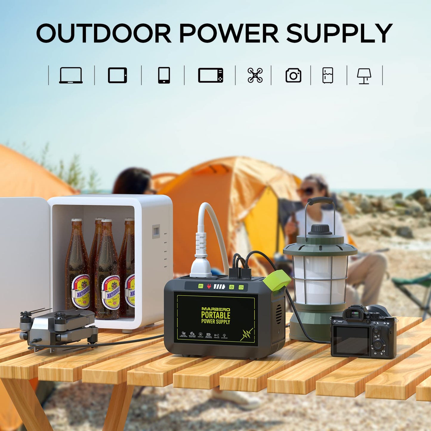 MARBERO Portable Power Station 88Wh, 120W Peak AC Outlet, Fast Charging, Solar Ready