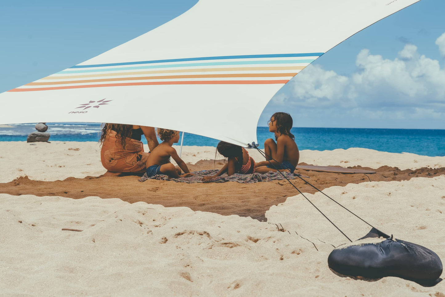 Neso Tents Grande Beach Tent, 7ft Tall, 9 x 9ft, Reinforced Corners and Cooler Pocket (Rainbow)