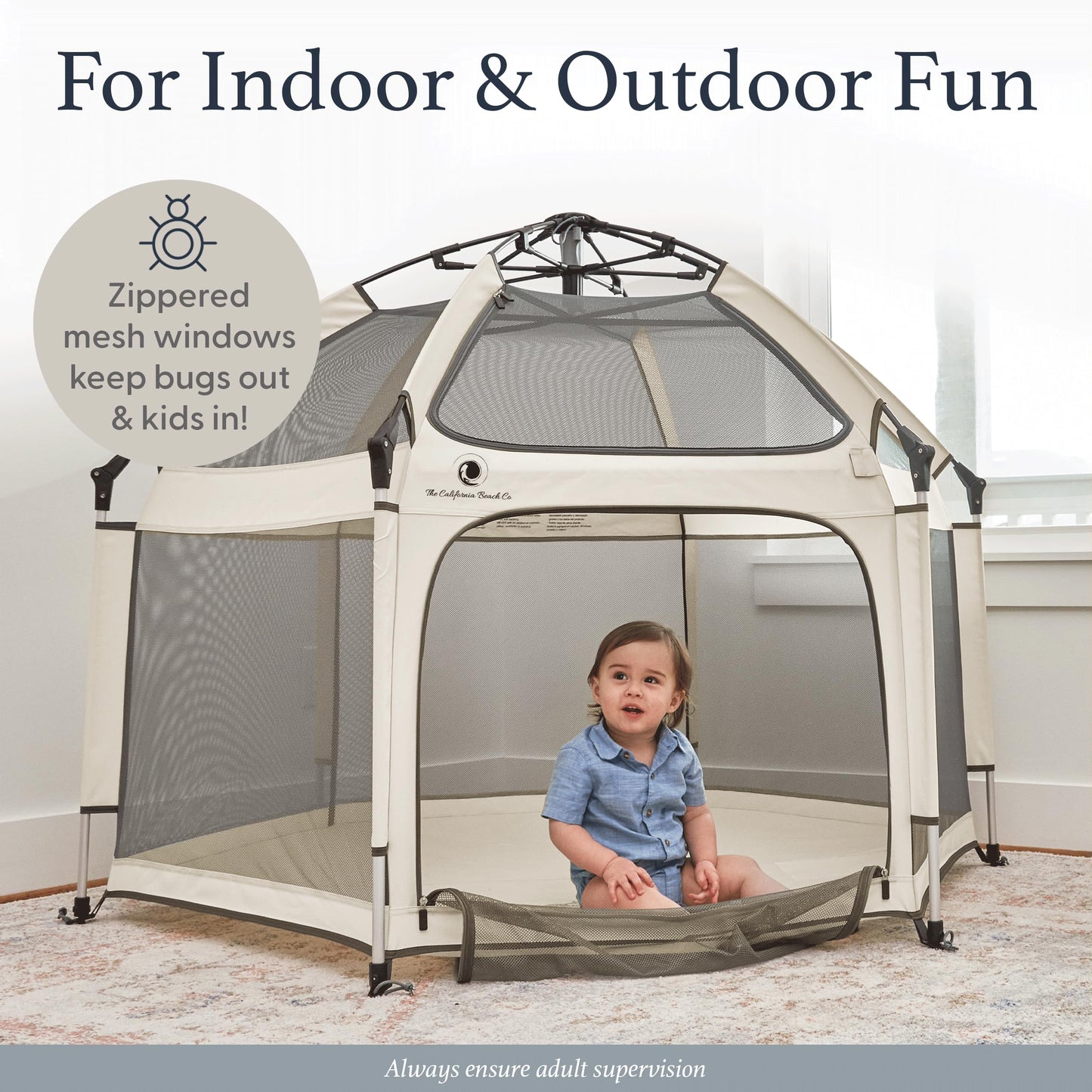POP 'N GO Baby Playpen & Beach Tent, Foldable, Portable with Canopy & Mosquito Net
